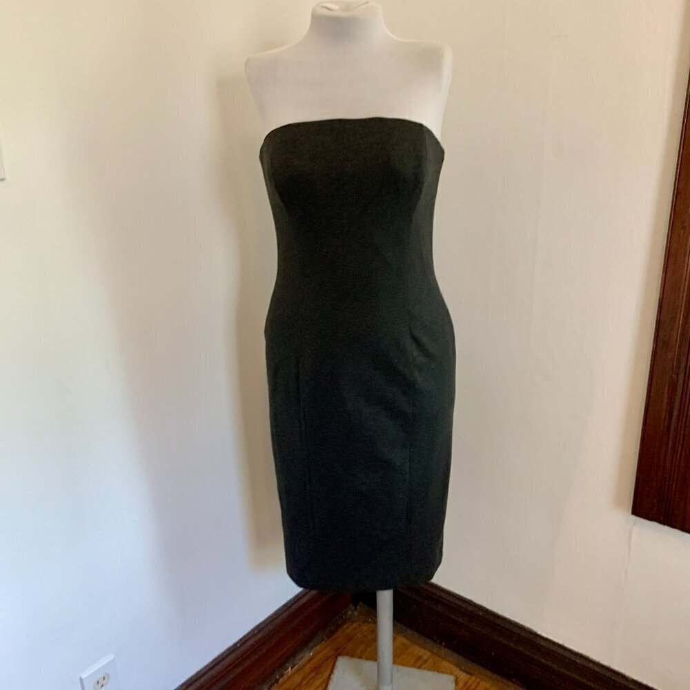 VTG 90 2000 y2k Spiegel Strapless Charcoal Gray Mini Corset Dress Push Up 8 Sexy